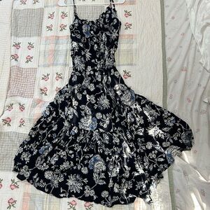H&M Navy and White Floral Maxi Dress